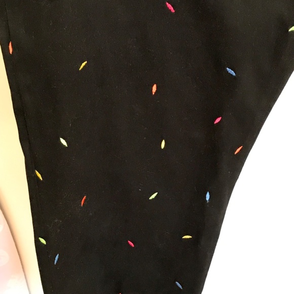 COLDWATER CREEK Cotton Cropped Embroidered Pants Black Capri Plus Size 16 - Picture 5 of 16